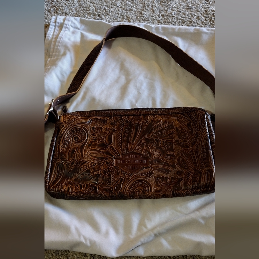 Harley-Davidson Brown Embossed Leather Bag